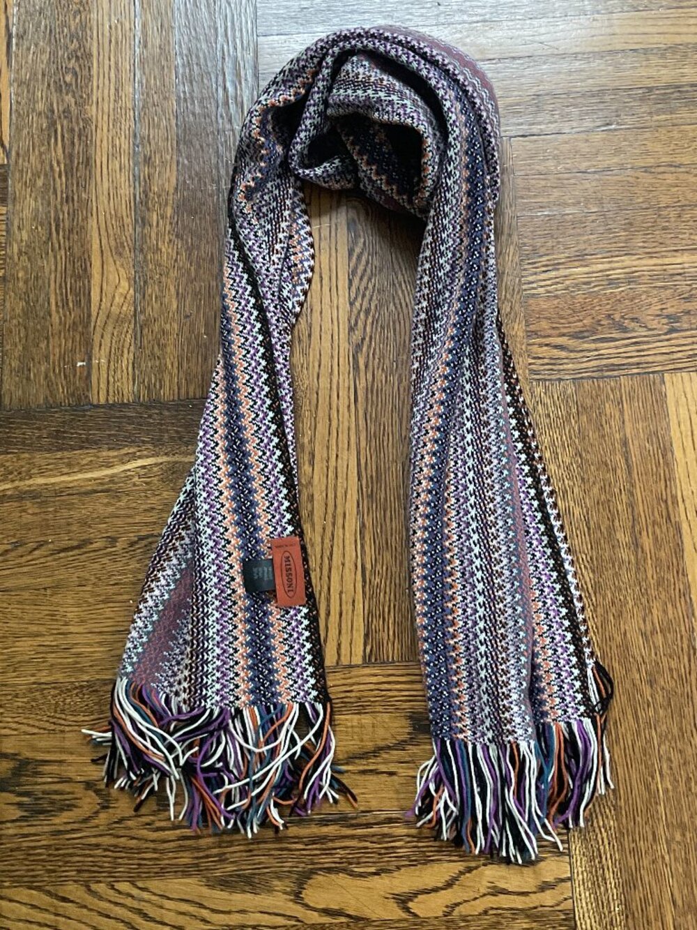 Missoni Long Knit Scarf Multicolor Wool Blend